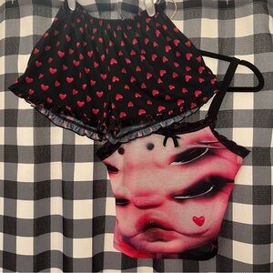 Melanie Martinez Heart Print Pajama Set